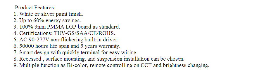 TUV GS SAA ROHS 600x600mm Led Panel China